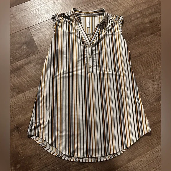 PerSeption Concept Gold and Black Striped Top - Picture 1 of 4